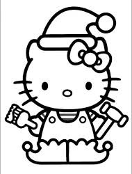 desene craciun, desene de colorat, planse de colorat, hello kitty